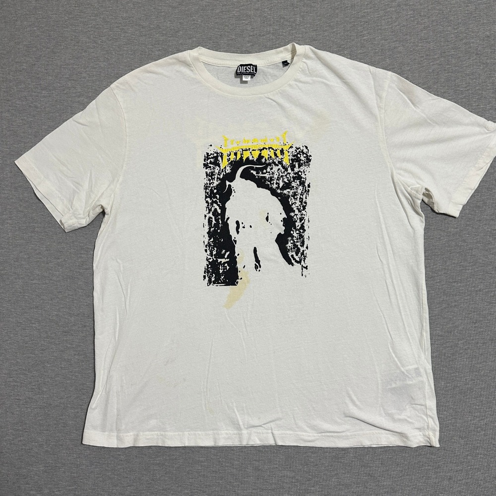 Diesel T-JUST-C10 Graphic T-Shirt White Short Sleeve Cotton Mens Size 3XL
